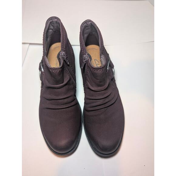Clarks Collection Ankle Boot Bootie 6 Burgundy Leather Hearth Fay - Picture 2 of 7